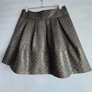 MAX & CO. BLACK, GOLD DIAMOND PATTERN MINI FLARED SKIRT, SIZE 4